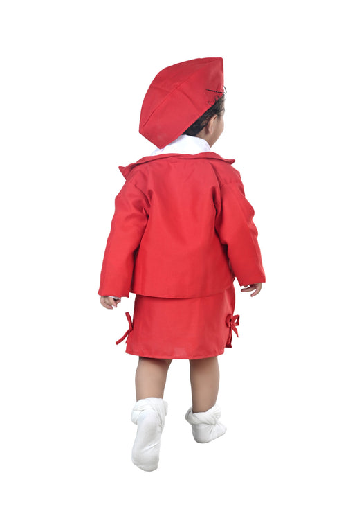 BookMyCostume Airline Air Hostess Kids Fancy Dress Costume for Girls - Red
